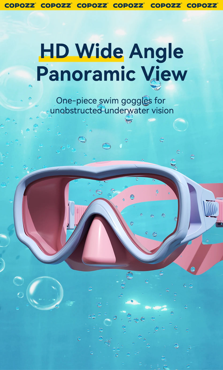 COPOZZ Masque de Plongée Enfant 4–15 ans – Masque Intégral HD Anti-Buée avec Tuba Amovible - BLACKBEARD OUTDOOR INDUSTRIES