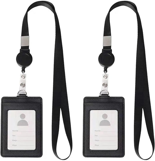 Porte-Carte ID Slim PU Lanyard Rétractable – Fenêtre ID + 2 Cartes, Tour de Cou - BLACKBEARD OUTDOOR INDUSTRIES