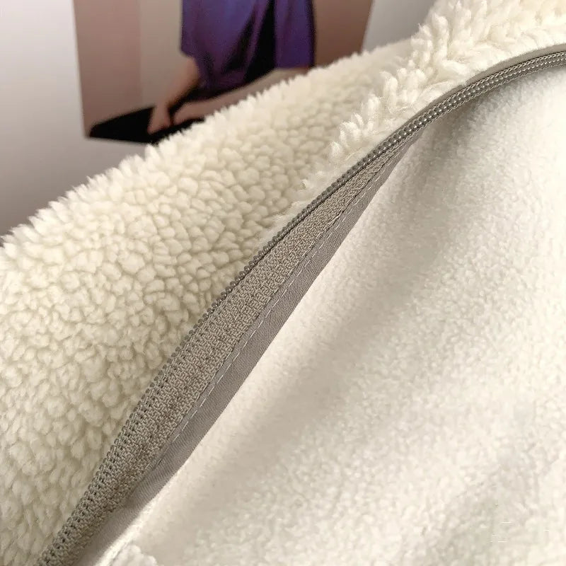 Autumn and Winter Japanese Men's and Women's Fleece Stand Neck Jacket Couple Zipper Loose Warm Lamb Wool Coat Solid Color Jacket BLACKBEARD OUTDOOR INDUSTRIES