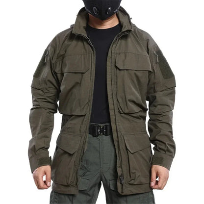 Veste coupe-vent tactique homme M2 – Capuche et poches multiples