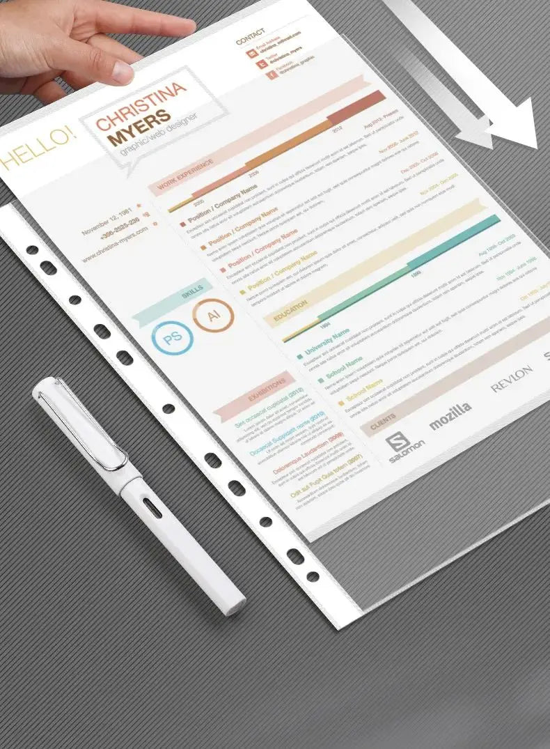 Lot de 100 Pochettes Plastiques A4 – 11 Trous Standard - BLACKBEARD OUTDOOR INDUSTRIES