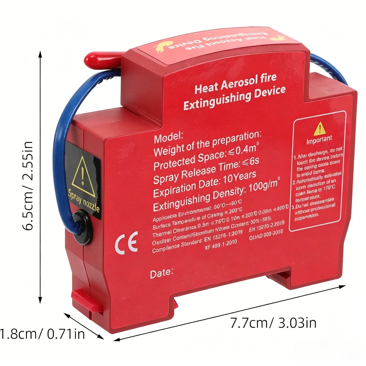 Extincteur Automatique Miniature – Déclenchement Thermique au Contact des Flammes 220V