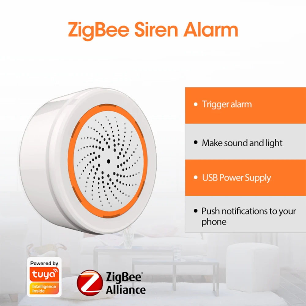Sirène Connectée Zigbee Tuya — Alarme Intérieure 90dB, Stroboscope, Compatible Home Assistant - BLACKBEARD OUTDOOR INDUSTRIES
