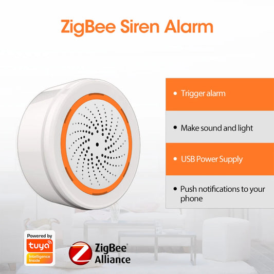 Sirène Connectée Zigbee Tuya — Alarme Intérieure 90dB, Stroboscope, Compatible Home Assistant - BLACKBEARD OUTDOOR INDUSTRIES