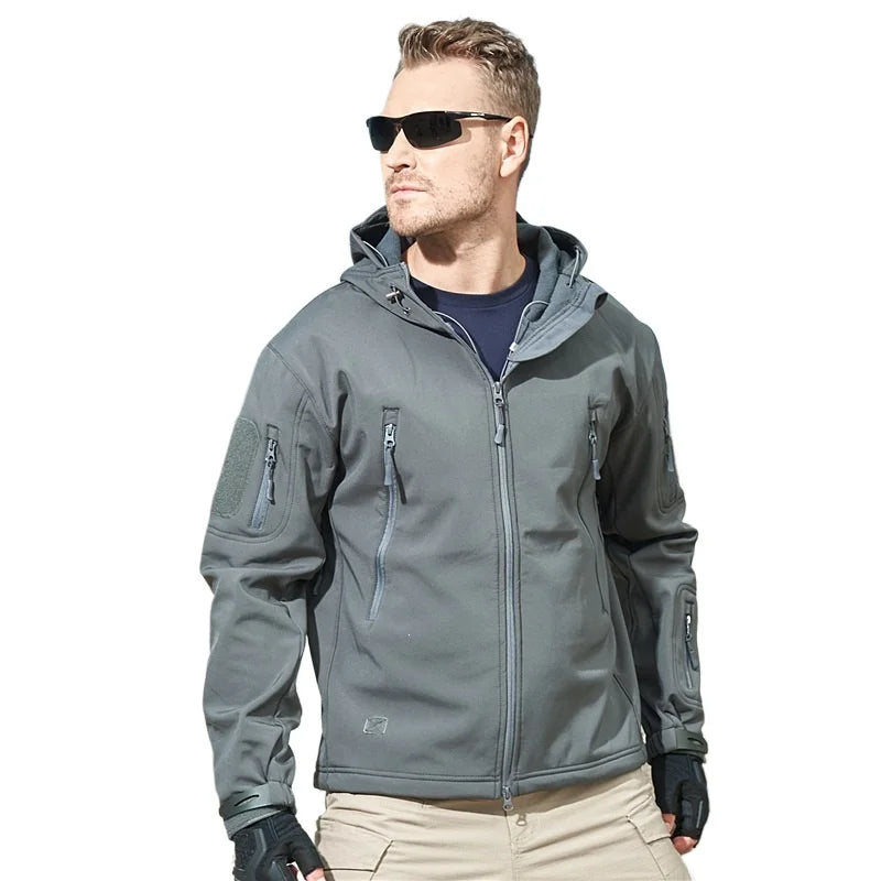 Veste tactique softshell femme à capuche, doublée polaire, camouflage ou unie