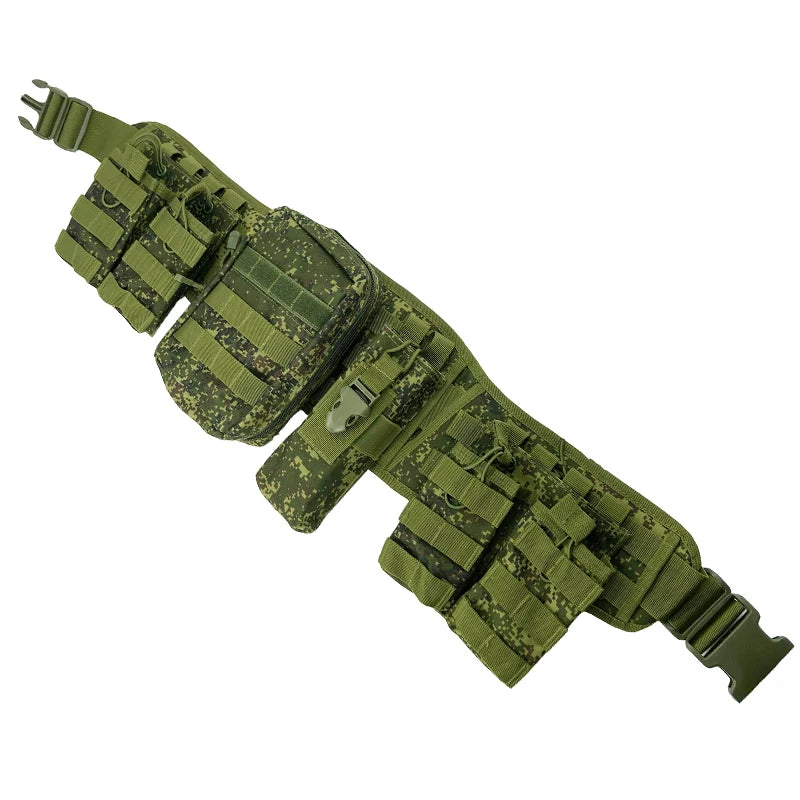 Kit Ceinture Tactique MOLLE Multifonction + Sacoche de Taille – Oxford 900D Camouflage