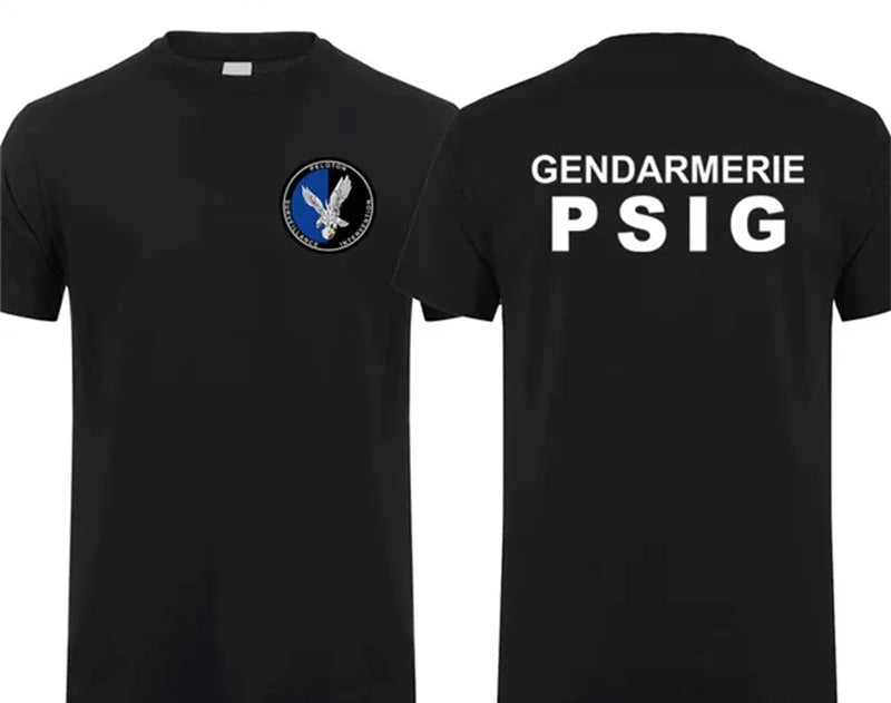 T-Shirt Gendarmerie Française PSIG Homme – Coton, Manches Courtes, Col Rond - BLACKBEARD OUTDOOR INDUSTRIES