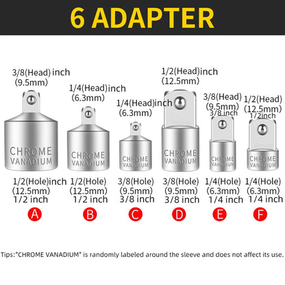 Onnfang Adaptateur Douille Cliquet – 1/2", 3/8", 1/4" CR-V Chrome Vanadium – Outils de Réparation Auto, Vélo, Maison, Garage - BLACKBEARD OUTDOOR INDUSTRIES