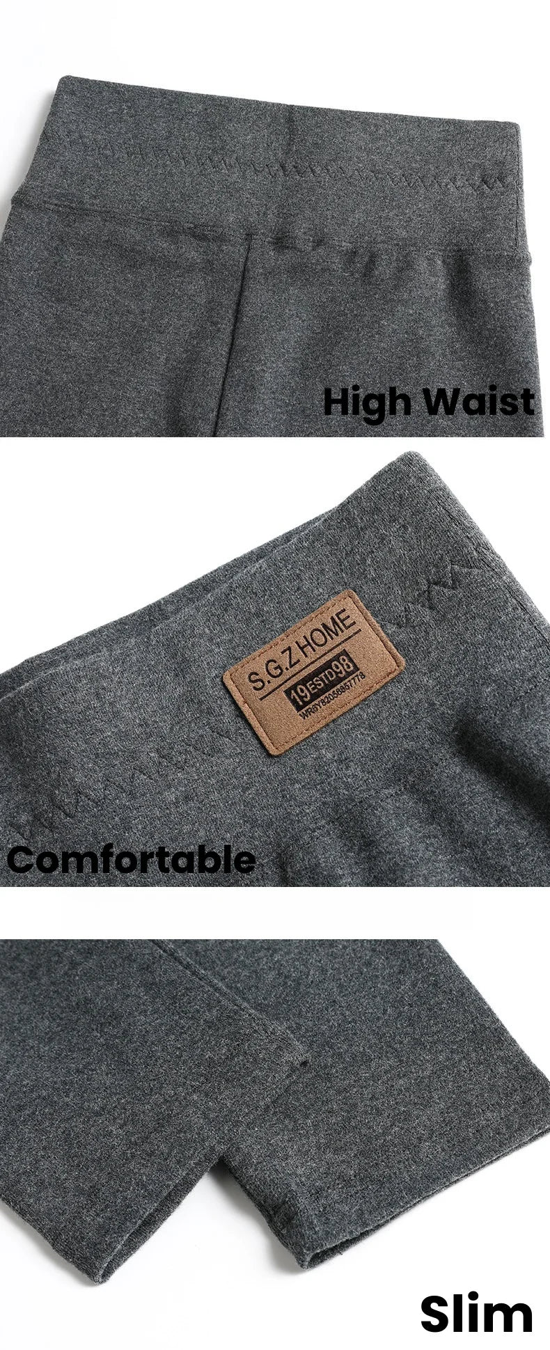 Legging Femme Taille Haute Gris Coton – Confort Slim Fit Grande Taille Automne et Toutes Saisons - BLACKBEARD OUTDOOR INDUSTRIES