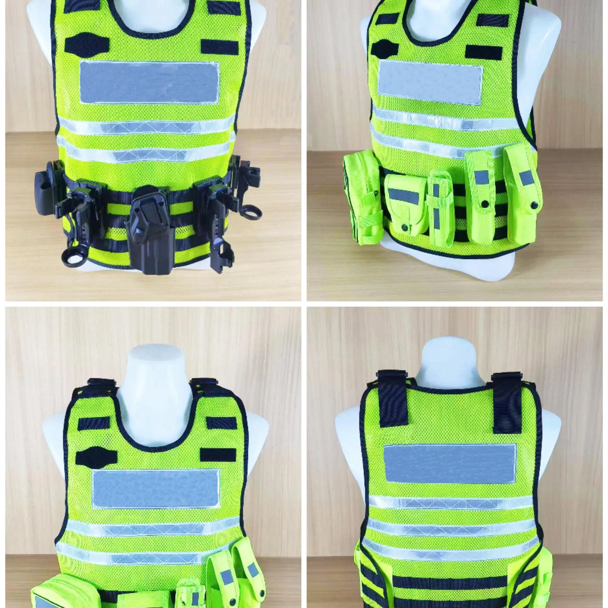 Lots Gilets Tactique Multifonction Noir ou Jaune Fluo – Doublure Anti-Coupure Interchangeable, Respirant 4 Saisons pour Agents de Securite, Formation et Patrouille (10 Configurations)