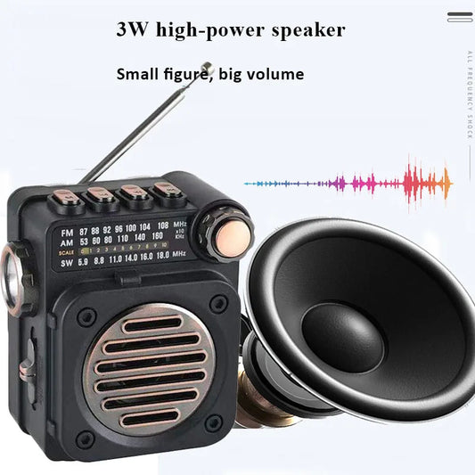 FM AM SW Stereo Pocket Mini Radio Wireless Bluetooth with LED Flashlight Ma boutique