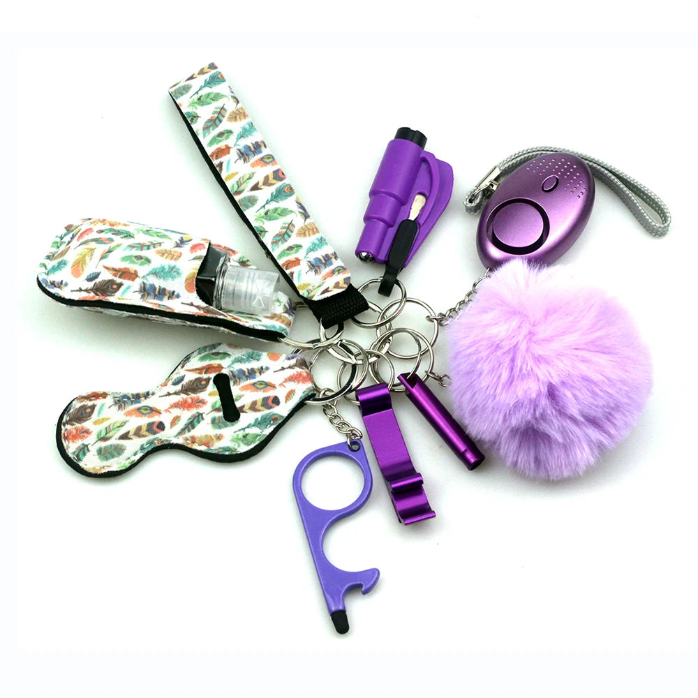 Kit porte-clés de sécurité femme 10 pièces avec dragonne