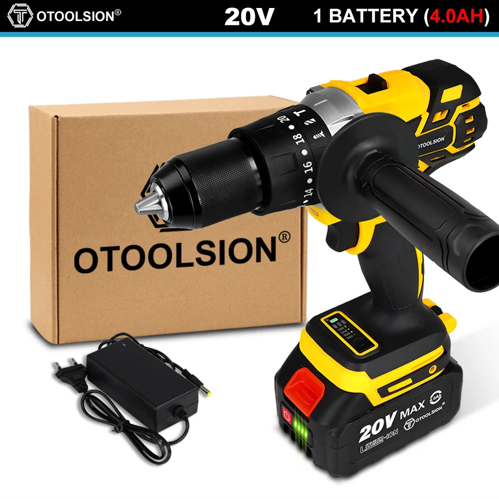 OToolsion 20V 13MM Perceuse sans fil à moteur Brushless – Visseuse à impact pour béton BLACKBEARD OUTDOOR INDUSTRIES