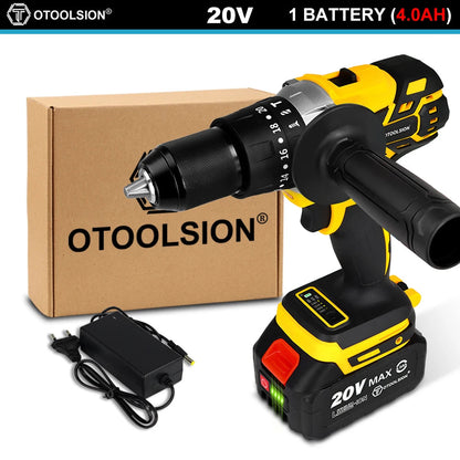 OToolsion 20V 13MM Perceuse sans fil à moteur Brushless – Visseuse à impact pour béton BLACKBEARD OUTDOOR INDUSTRIES