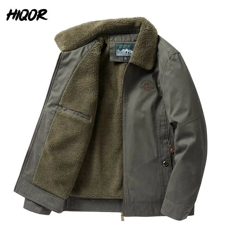 Autumn Winter Men's Cotton Thick Warm Fleece Jackets Stand Collar Fleece Lined Outdoor Workwear Warm Casual Style New Arrival BLACKBEARD OUTDOOR INDUSTRIES