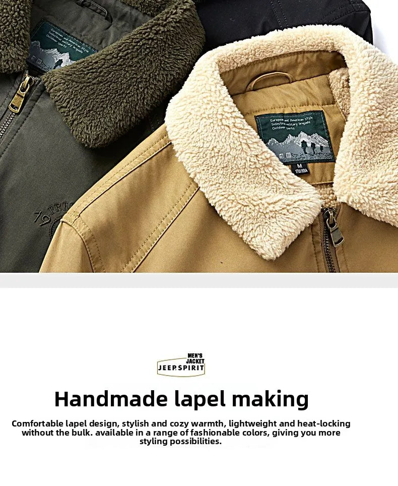 Autumn Winter Men's Cotton Thick Warm Fleece Jackets Stand Collar Fleece Lined Outdoor Workwear Warm Casual Style New Arrival BLACKBEARD OUTDOOR INDUSTRIES