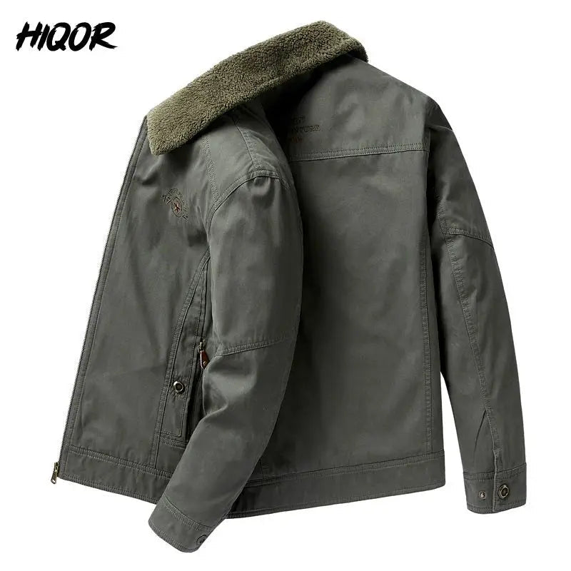 Autumn Winter Men's Cotton Thick Warm Fleece Jackets Stand Collar Fleece Lined Outdoor Workwear Warm Casual Style New Arrival BLACKBEARD OUTDOOR INDUSTRIES