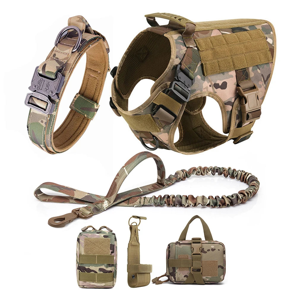 Harnais Tactique PETRAVEL pour Grand Chien – Ensemble Harnais + Collier + Laisse avec Système MOLLE Ma boutique