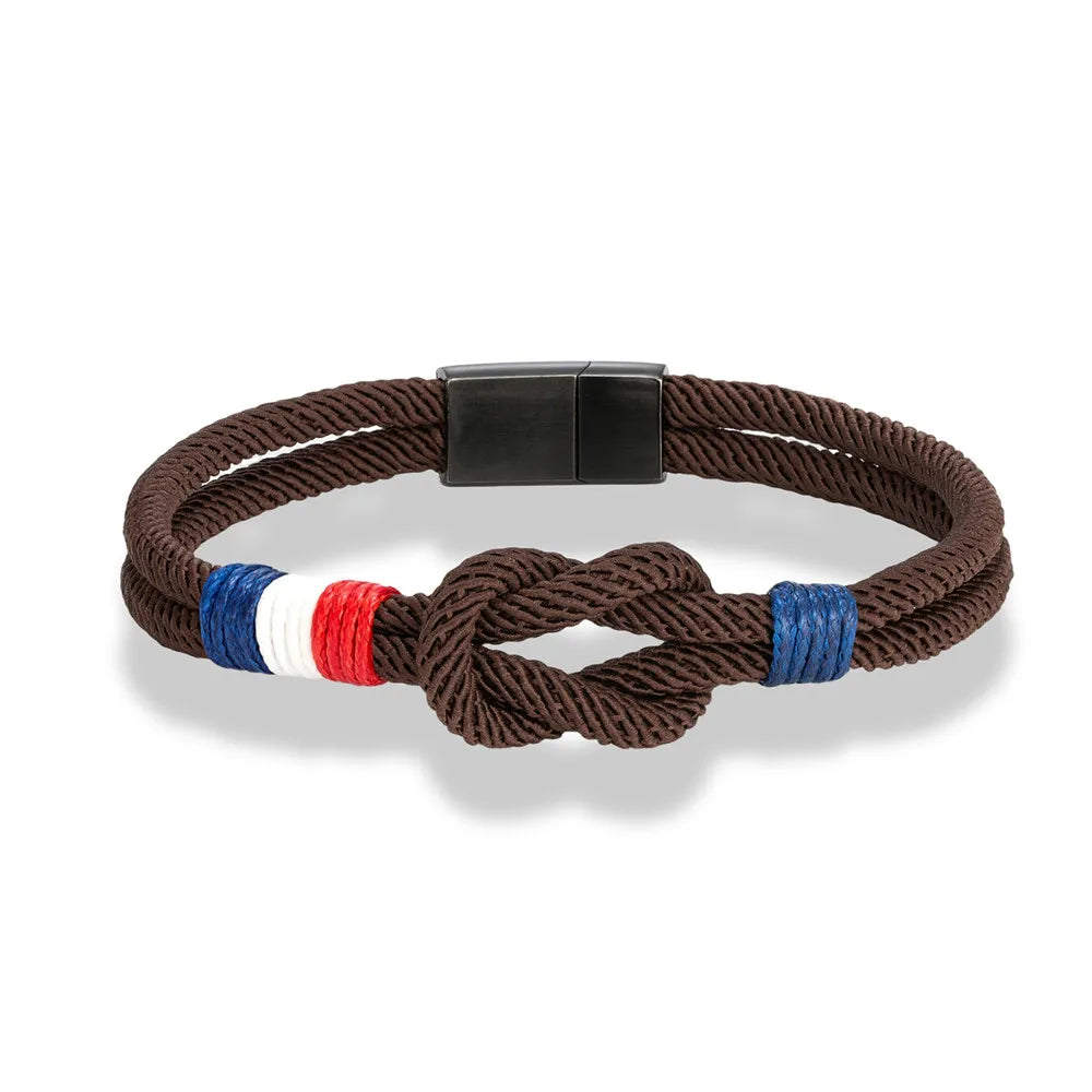 Bracelet Tressé Square Knot en Acier Inoxydable - France Flag Couple Jewelry BLACKBEARD OUTDOOR INDUSTRIES