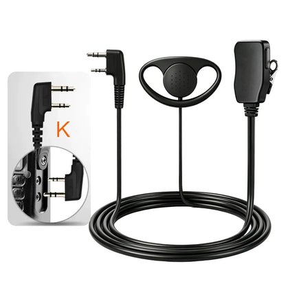 Oreillette PTT 2 Broches en D avec Micro – Compatible Kenwood, Baofeng, TYT, Puxing, Quansheng
