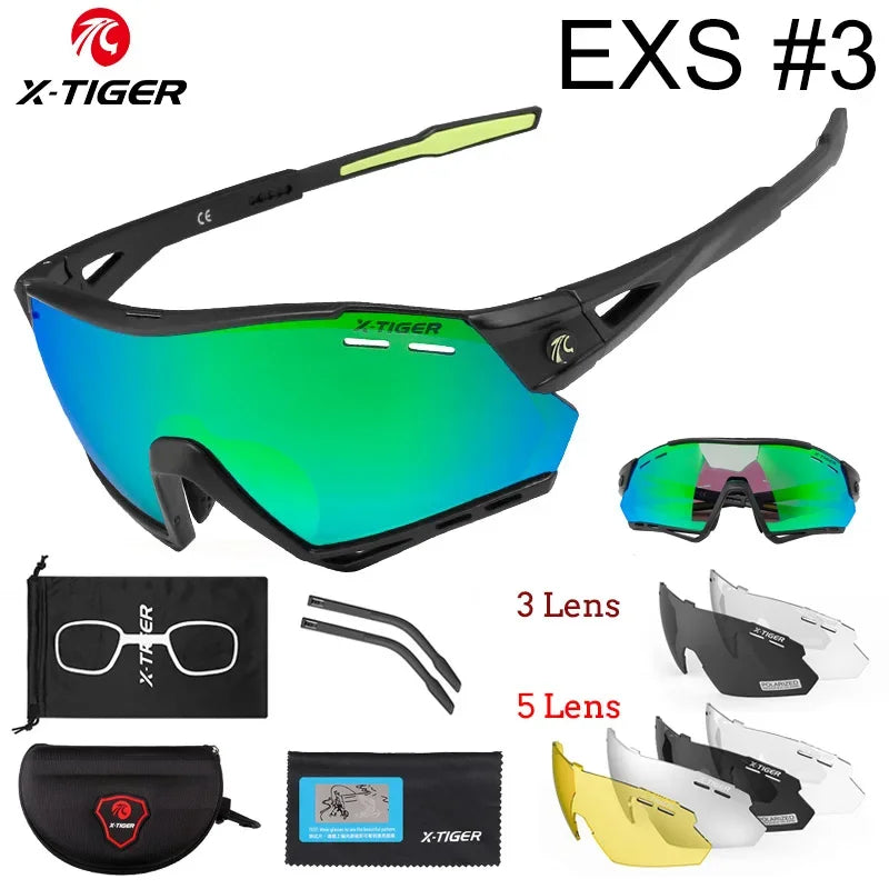 X-TIGER Lunettes de Cyclisme 5 Verres – UV400, Polarisées – Pour Vélo, Running, Pêche & Sports Extérieurs - BLACKBEARD OUTDOOR INDUSTRIES