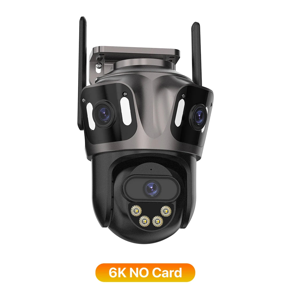 Caméra de Surveillance WiFi 4K/6K – Triple Objectif, Vision Nocturne Couleur, Détection IA, Étanche IP66 | iCSee - BLACKBEARD OUTDOOR INDUSTRIES