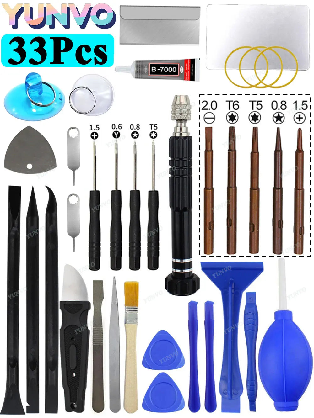 Kit d'Outils de Réparation pour Téléphone Mobile - 35 Pièces - Tournevis, Outils de Démontage d'Écran, Batterie, Nettoyage de Poussière - Compatible iPhone, Android, Samsung, Xiaomi, Huawei BLACKBEARD OUTDOOR INDUSTRIES