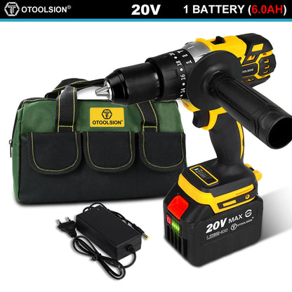 OToolsion 20V 13MM Perceuse sans fil à moteur Brushless – Visseuse à impact pour béton BLACKBEARD OUTDOOR INDUSTRIES