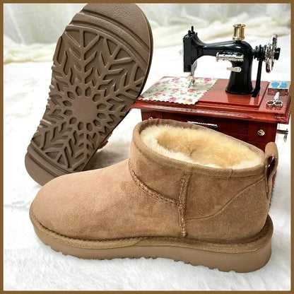 Bottes de Neige Mini Femme en Peau de Mouton Véritable & Laine – Chaudes, Confortables, Plateforme