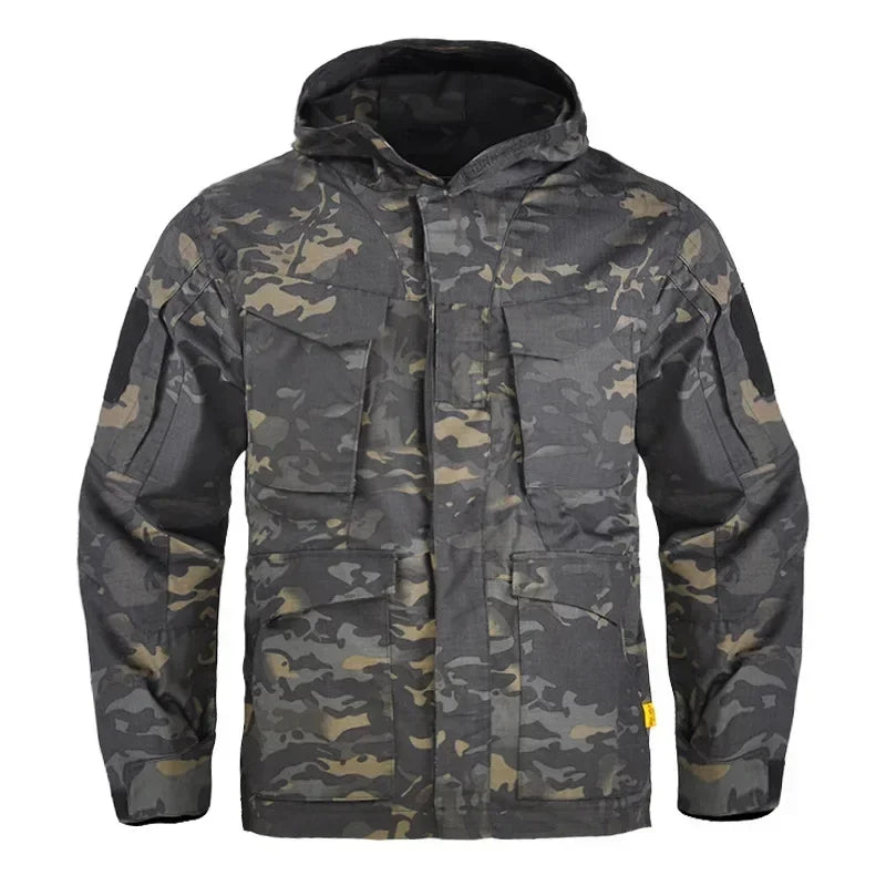 Veste Tactique Camouflage Homme – Coupe-Vent Multi-Poches à Capuche