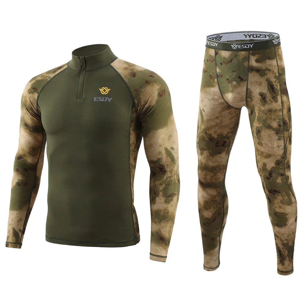 Ensemble Thermique Tactique Fleece Slim Fit – Haut + Pantalon | Randonnée, Chasse, Militaire, Automne Hiver