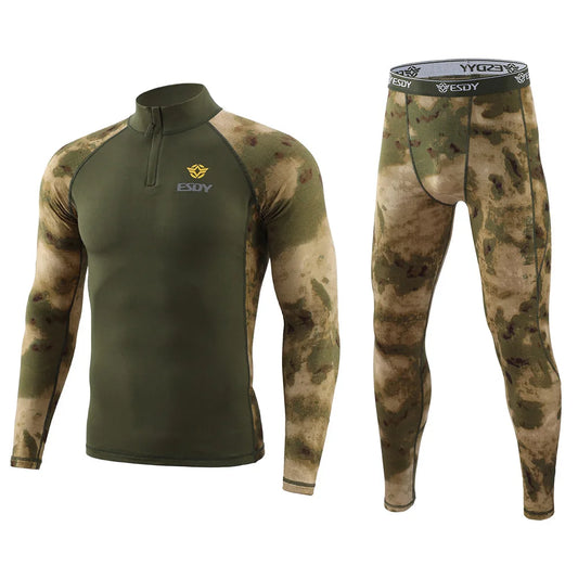 Ensemble Thermique Tactique Fleece Slim Fit – Haut + Pantalon | Randonnée, Chasse, Militaire, Automne Hiver