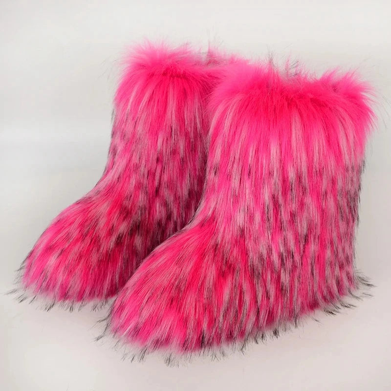 Bottes d’hiver femme fourrées en fausse fourrure