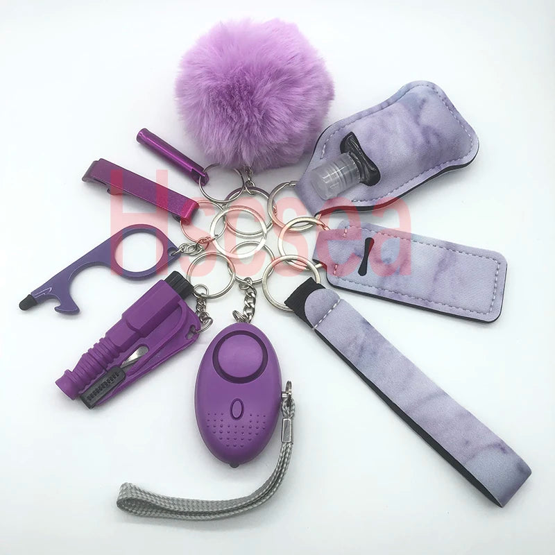 Kit porte-clés de sécurité femme 10 pièces avec dragonne