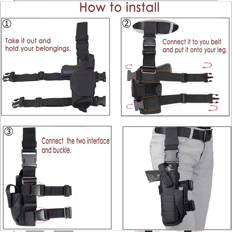 Holster Cuisse Universel Drop Leg – Glock 17, M9, P226, CZ 75, Révolver | Polyester 600D, Réglable | Droitier & Gaucher | Noir, Vert, Tan - BLACKBEARD OUTDOOR INDUSTRIES