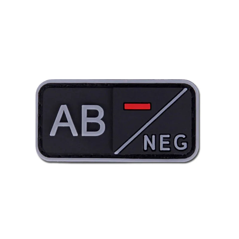 Patch Groupe Sanguin 3D PVC – A B AB O Rh + / - – Écusson Tactique Militaire Hook & Loop 5×2,5 cm - BLACKBEARD OUTDOOR INDUSTRIES