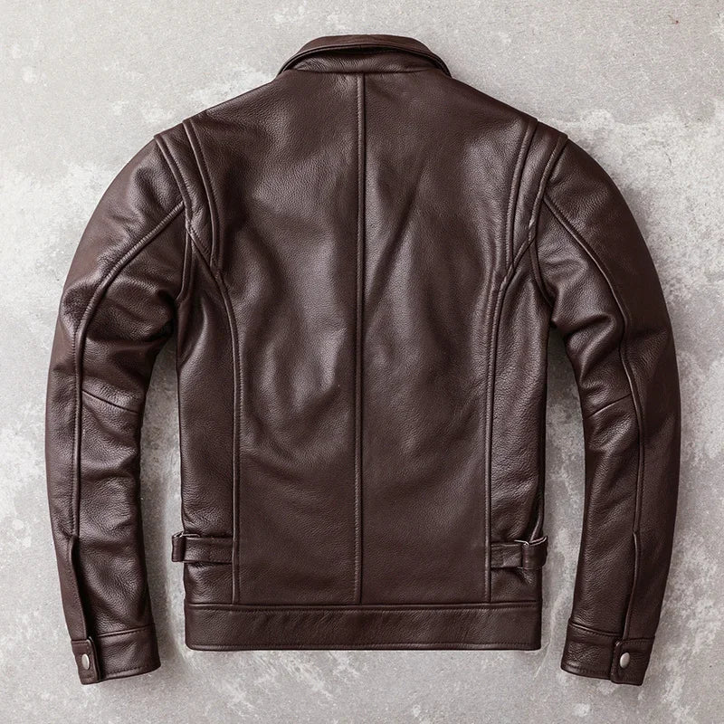Blouson en Cuir de Vache Véritable Homme — Coupe Slim Casual | Noir & Marron | S à 6XL - BLACKBEARD OUTDOOR INDUSTRIES