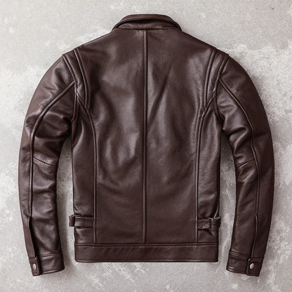 Blouson en Cuir de Vache Véritable Homme — Coupe Slim Casual | Noir & Marron | S à 6XL - BLACKBEARD OUTDOOR INDUSTRIES
