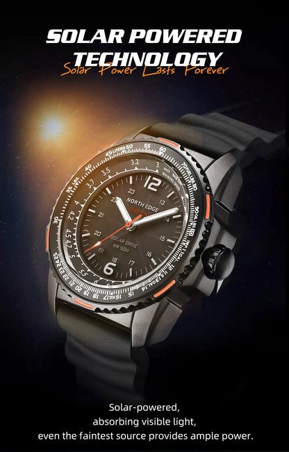 Montre Homme Digitale Militaire NORTH EDGE PHOTON – Sportive, Étanche 50M, Solaire et Lumineuse - BLACKBEARD OUTDOOR INDUSTRIES