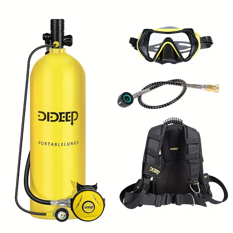 DIDEEP Kit Plongée Mini Bouteille Scuba 4L – Jusqu'à 60 min, Masque HD, Certifié CE