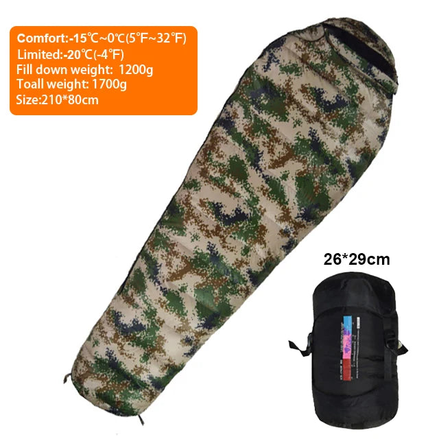 Sac de Couchage Mummy Duvet de Canard Blanc – Ultraléger, Hiver -20°C, Camping & Randonnée