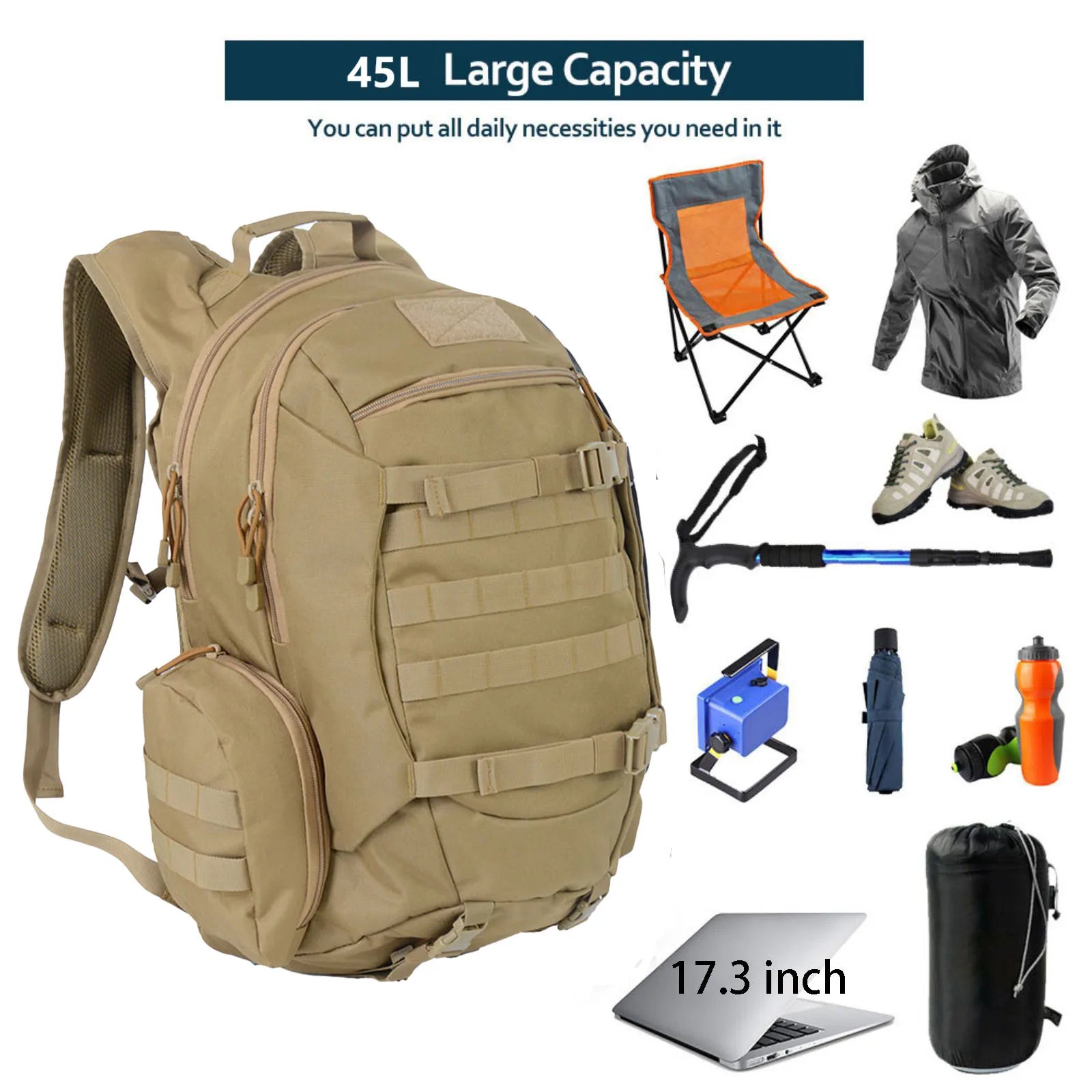 Sac à Dos Tactique Thuram 45L – Sac de Survie, Chasse, Randonnée et Camping - BLACKBEARD OUTDOOR INDUSTRIES