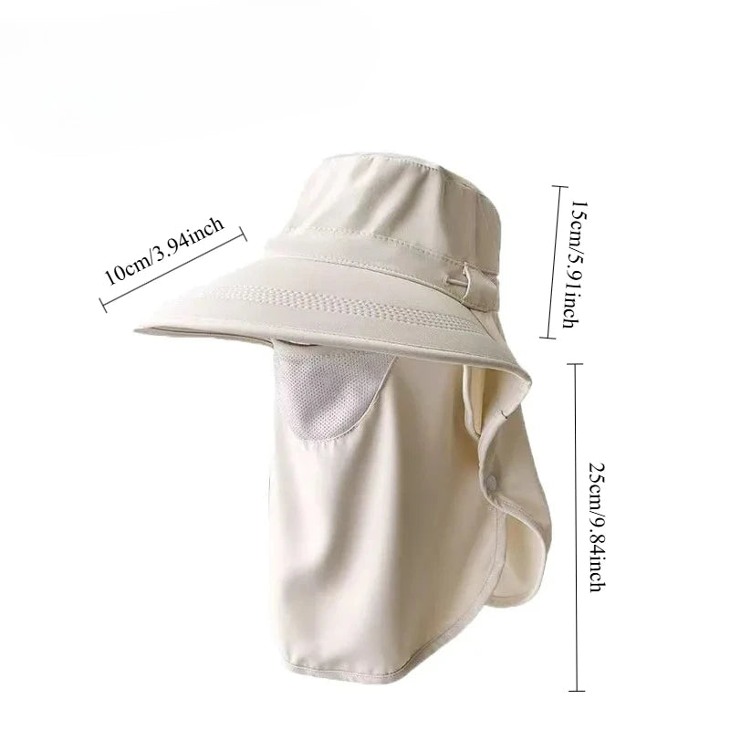 Bob cagoule femme anti-UV à large bord avec voile amovible
