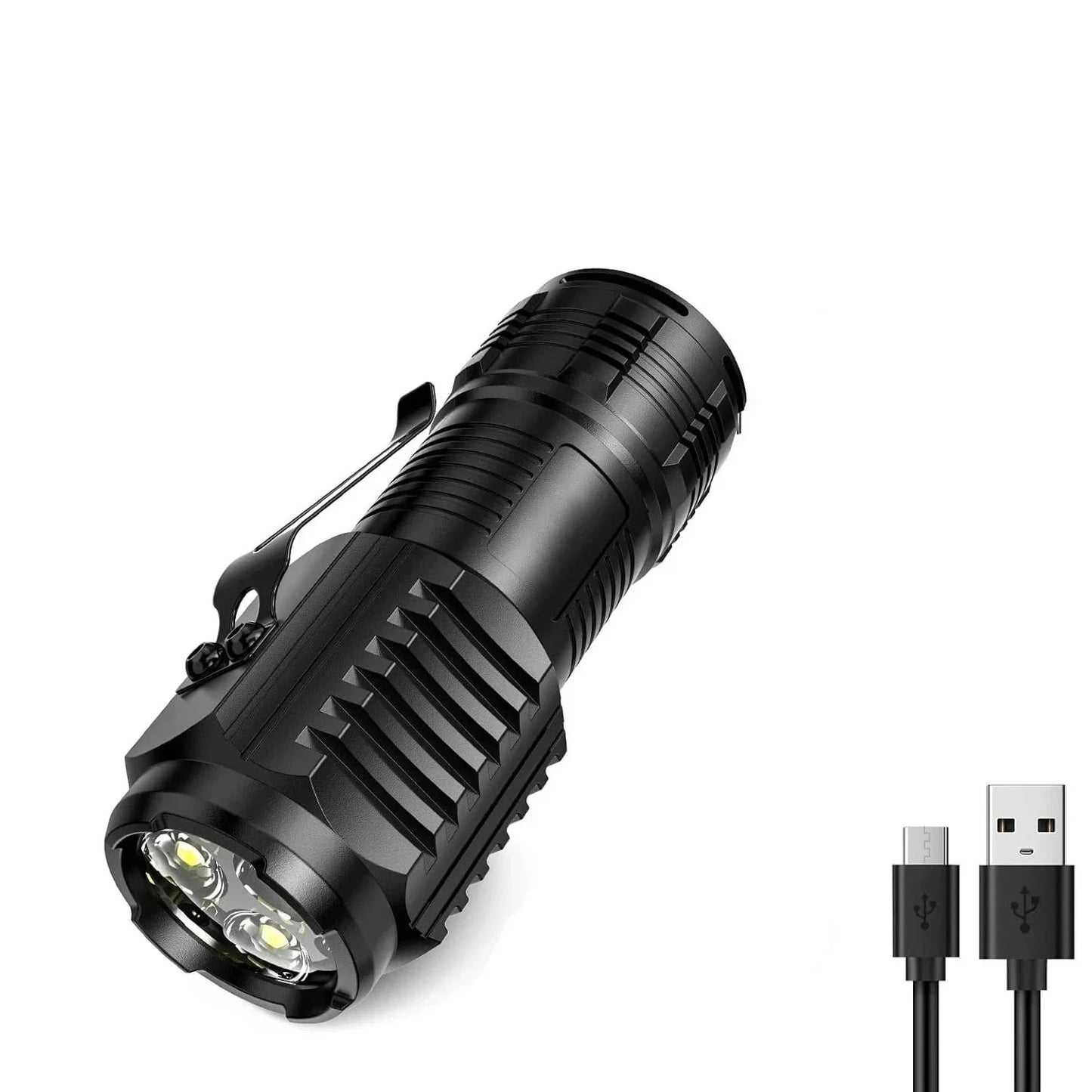 Mini Lampe Torche LED – 3 LEDs Triple Puce, 5 Modes, Rechargeable USB-C, Étanche EDC