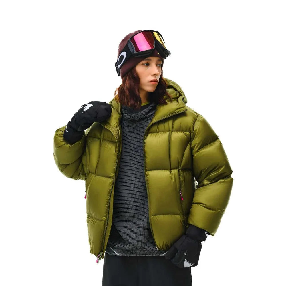 Doudoune courte femme à capuche, coupe ample