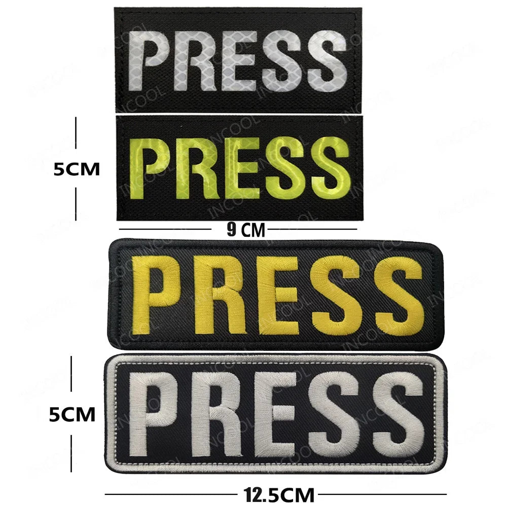 Patch Brassard Brodé PRESS MEDIA INSTRUCTOR – Réfléchissant & Lumineux | Velcro