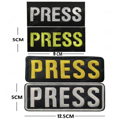 Patch Brassard Brodé PRESS MEDIA INSTRUCTOR – Réfléchissant & Lumineux | Velcro