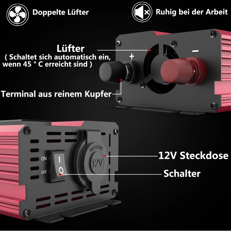 Convertisseur 12V DC vers 220V AC – 4000W Max - BLACKBEARD OUTDOOR INDUSTRIES