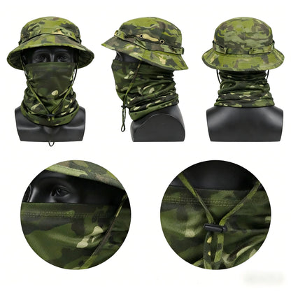 Bob Tactique Camouflage + Tour de Cou – Protection Solaire Outdoor Unisexe