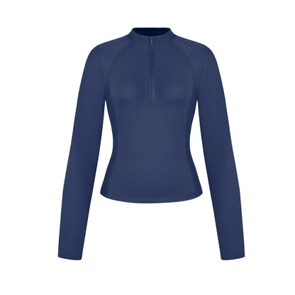 Chemise Randonnée Femme Manches Longues – Demi-Zip Poches Pouces Camping Outdoor